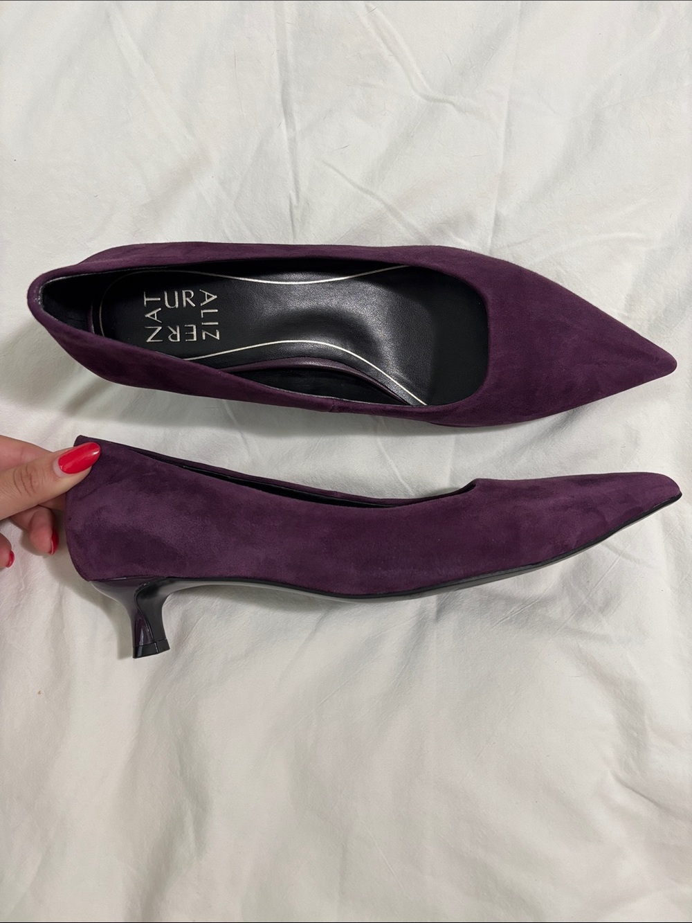 Naturalizer Purple Suede Pointed-Toe Kitten Heel Pumps